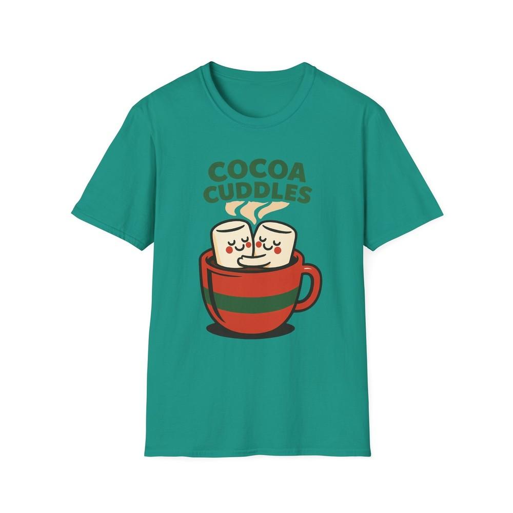 

Unisex Softstyle T-Shirt Marshmallow Hug Cocoa Mug Funny Holiday Cozy Christmas M