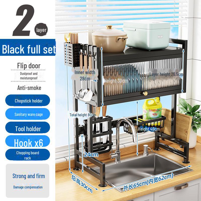 "Multifunctional Kitchen Sink Dish Storage & Drain Rack"