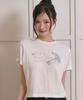 THE GREEN LAB Lettering Symbol Crop Short Sleeve T-Shirt [Ivory/Key]