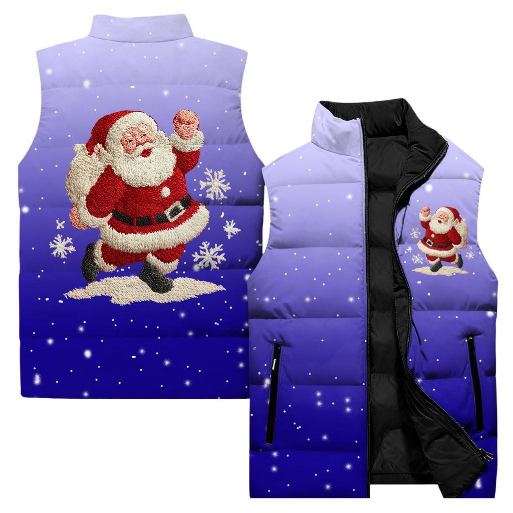 Ladies' Casual And Fashionable Sleeveless Vest Christmas Printed Cotton Jacket