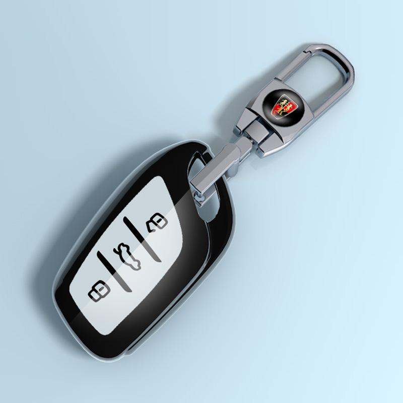 Roewe RX5 Plus Car Key Case with Full Wrap and Buckle for Men, Compatible with i6, Ei5, Clever, RX8, RX3 Models