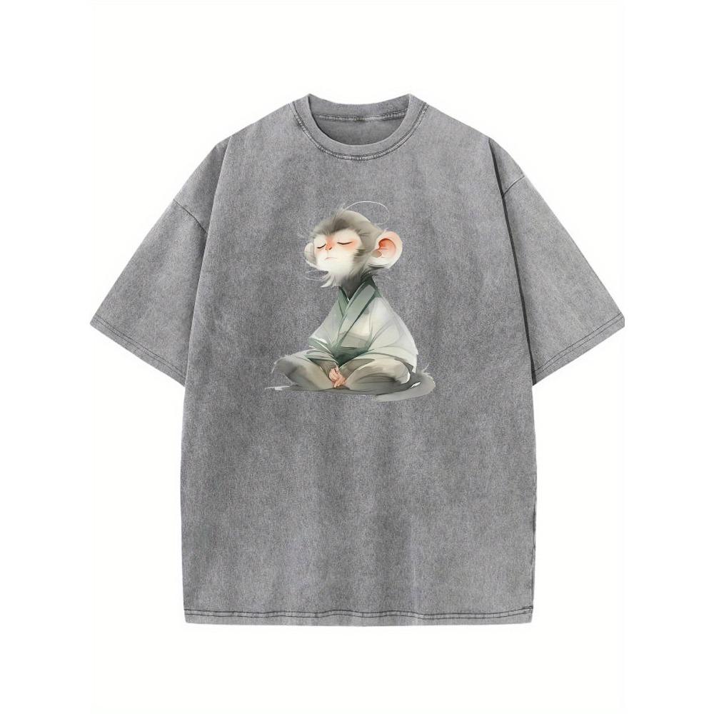 

Винтажная футболка с графикой знака зодиака Обезьяна с коротким рукавом 3XL