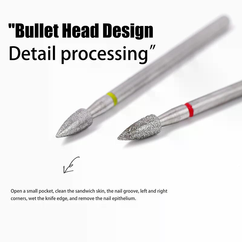 Nail Drill Bits 3/32'' Bullet Head Nail Bits Electric Milling Cutter For Manicure Rotary Cuticle Clean Nail Tools