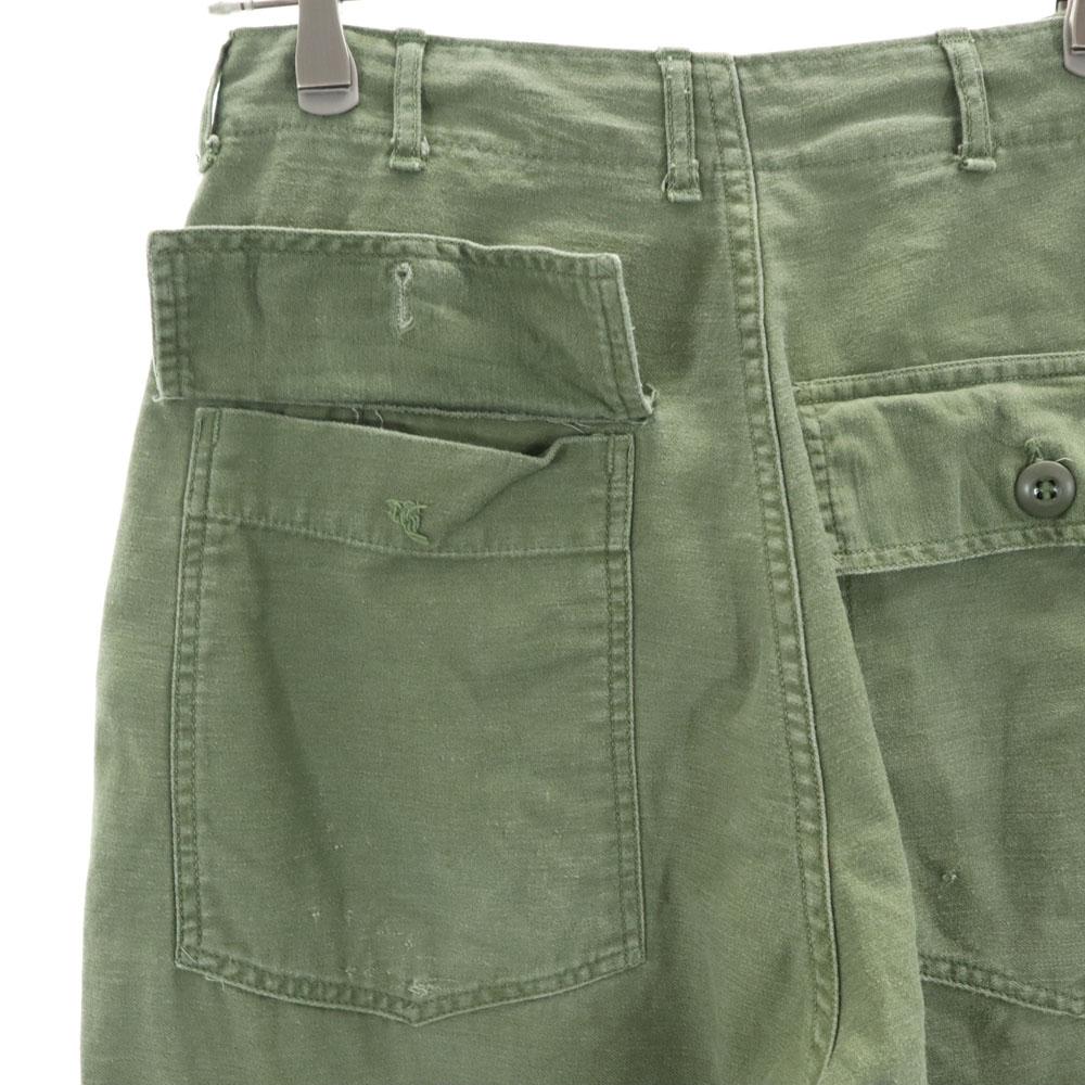 US ARMY 70s DSA Vintage Cotton Satin Baker Pants W30 Military Button Fly Men's Used