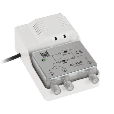 Broadband Antenna Amplifier Splitter 2 TV IP20 Alcad AI-200