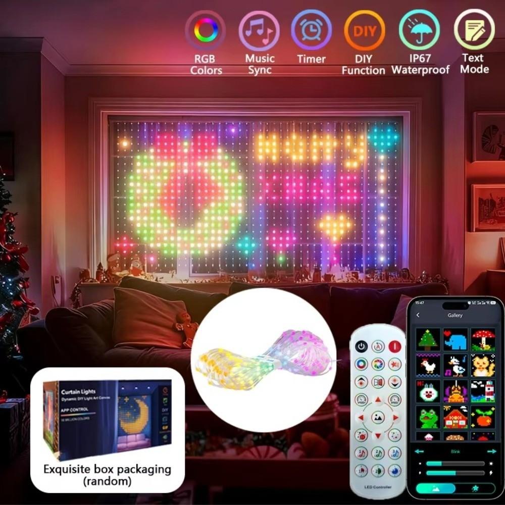 RGB Smart Curtain Lights Music Sync LED Party Lights New DIY Pattern Lights  for Valentine's Day