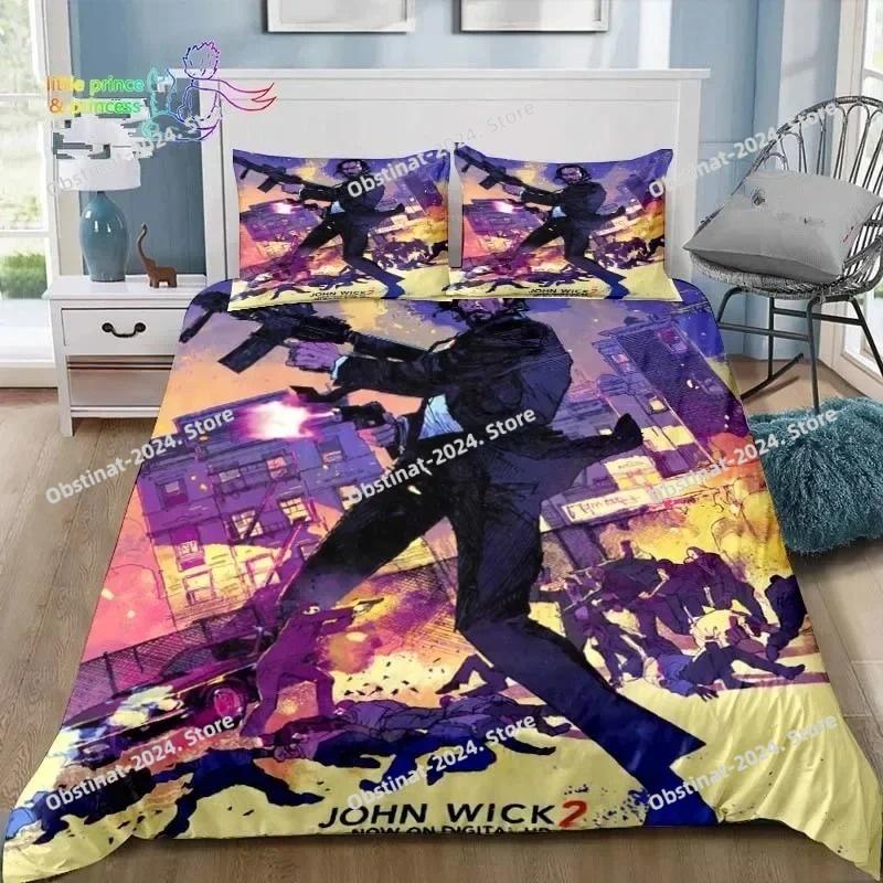 Juego de Ropa de Cama John Wick Película Thriller Individual Twin Full Queen King Size Juego de Cama para Dormitorio de Adulto Niño Regalo