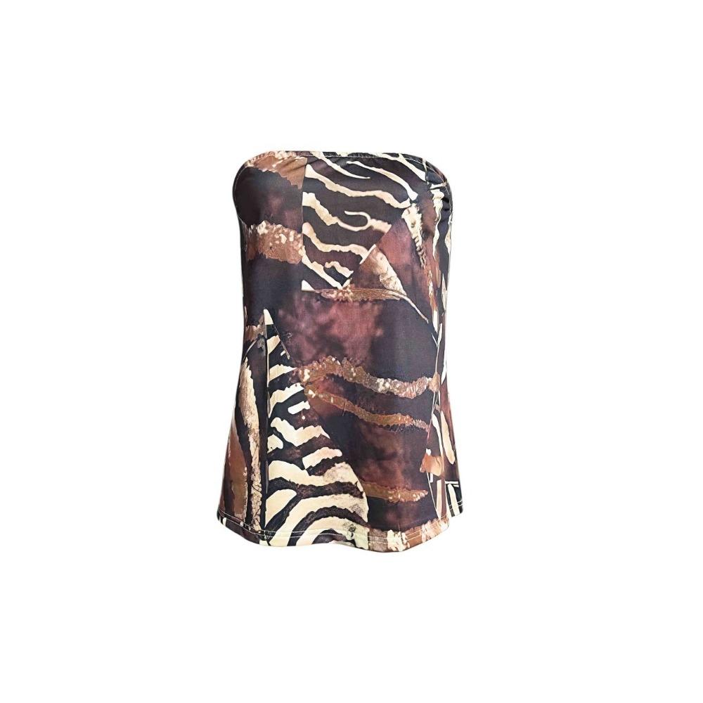 Women's  Leopard Print Tube Tops Strapless Cheetah Print Crop Top