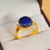 Blue Sapphire Oval Cut With 925 Sterling Silver Gold Plated Ring For Men #B580 JL375686462974