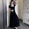 Korean Chic 2025 Petite French Black Summer Dress for Women: High-End Elegant Style