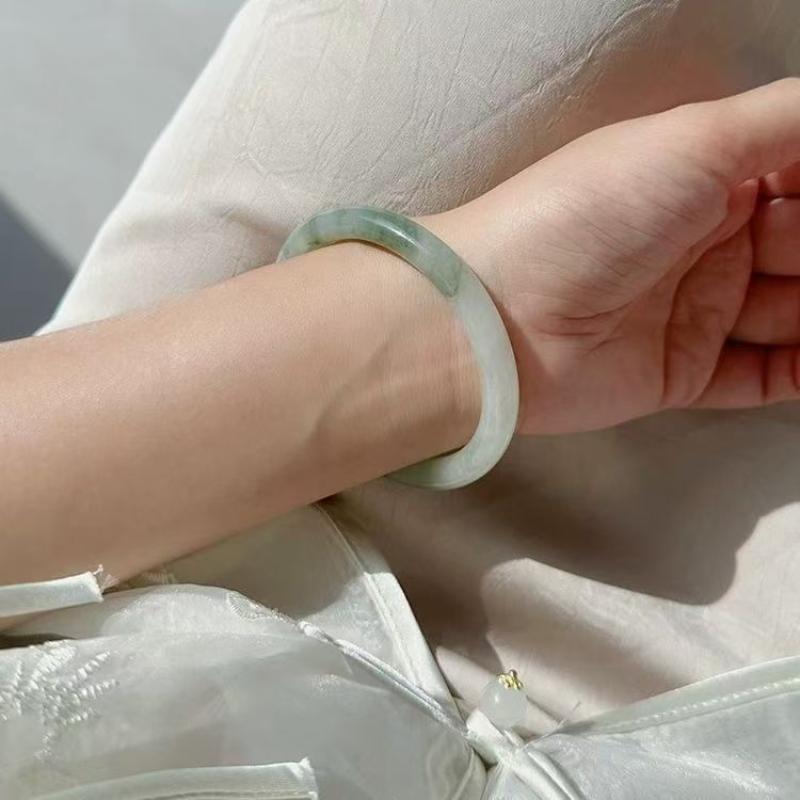 Ice Transparent Imitation Jade Bracelet Smooth Polished Perfect For Daily Wear Elegant Gift For Women