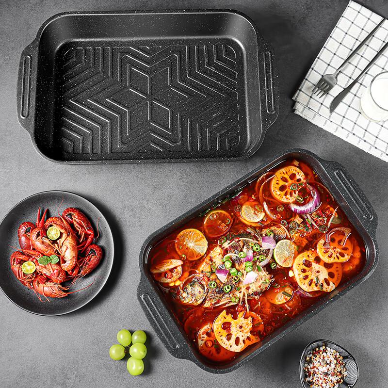 Baijie Carbon Steel Non-Stick Rectangular Roasting Fish Pan