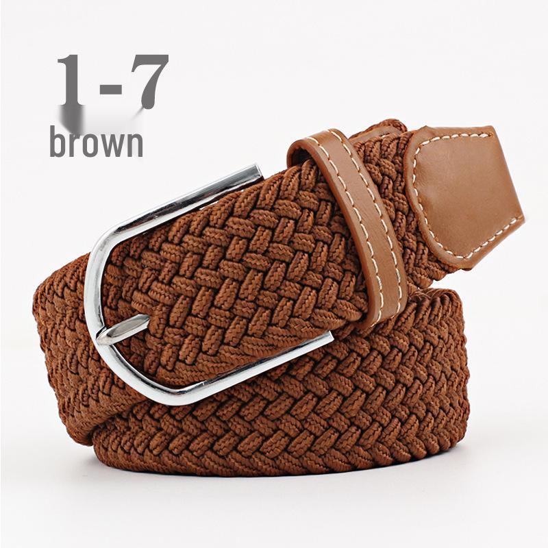 Korean Style Elastic Braided Canvas Belt with Pin Buckle for Men and Women