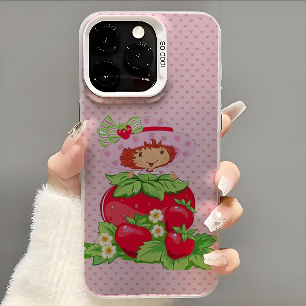 Girl Pink Strawberry S-Shortcake Phone Case  Phone Case For iPhone 14 16 15 11 12 13 Pro Max Mini Plus Shockproof Cover