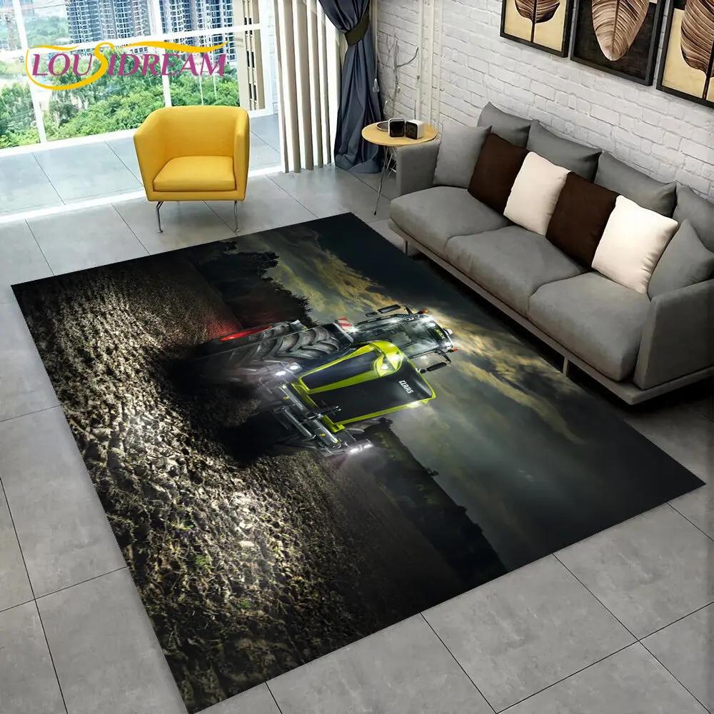 Truck Car Tractor Series Pattern Area Rug,Carpet Rug for Home Living Room Bedroom Sofa Doormat Decor,kids Non-slip Floor Mat 3D