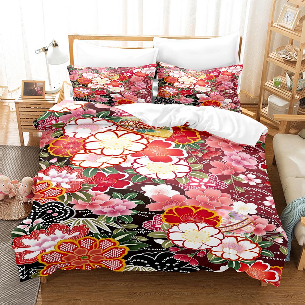 

Red Floral Print Bedding Set Lovers Rose Duvet Cover Girl, Kids Down Duvet Bedding Set King Queen Duvet Set EU single(135x200cm)