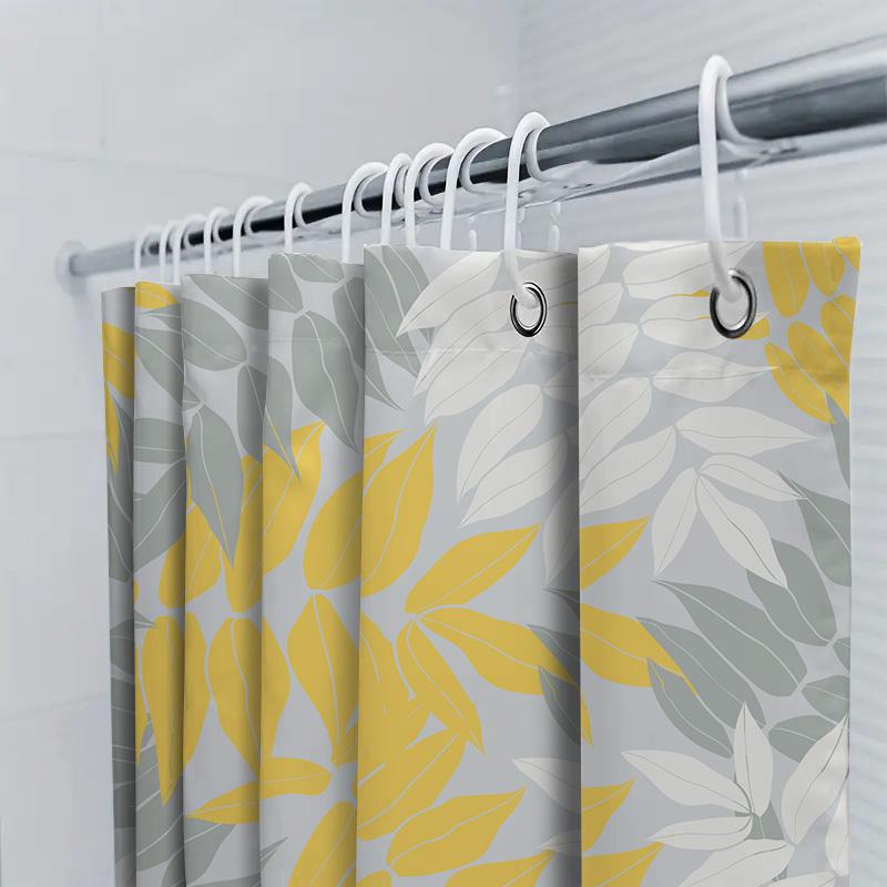 Rideau de douche floral jaune vif gris Décor de salle de bain moderne Pour salles de bain domestiques Hôtels 180 cm X 200 cm