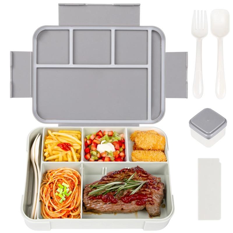 

A large capacity lunch box with 4 compartments, suitable for students, children, and adults to use as a daily lunch item 5&1 серый