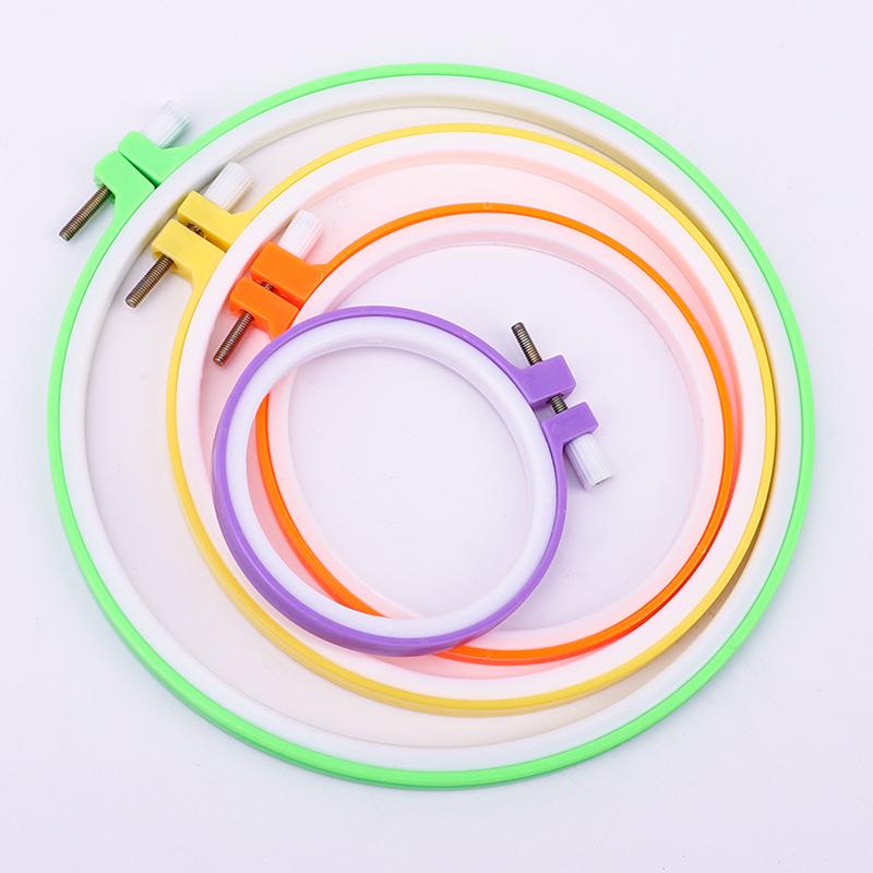 Candy-Colored Adjustable Plastic Embroidery Hoop for DIY Cross-Stitch & Punch Needle