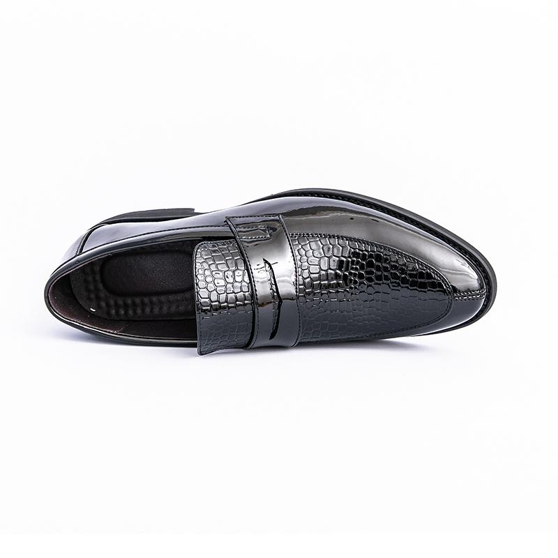 Men Black Loafers Leather Shoes Formal Business Flats Slip on Shoes Wedding Dress Prom Shoes Mosaic Contrast Over Sized