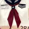 Red Triangular Sailor Uniform Scarf with Embroidery and Large Bow Tie - Japanese Academy Style