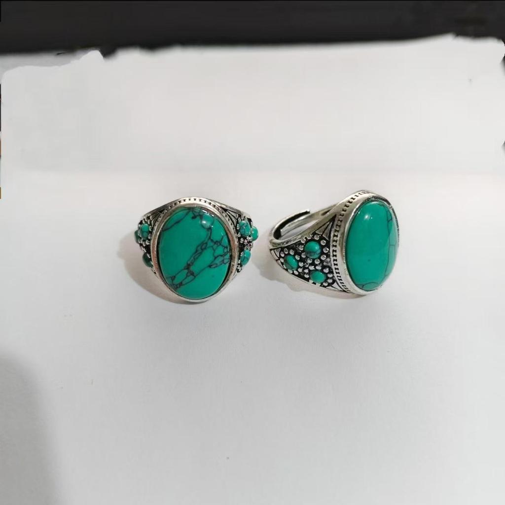 Unisex Adjustable Retro Turquoise Open Ring