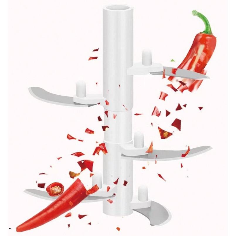 Feliator Manual Vegetable and Fruit Chopper 900ml 5 Stainless Steel Blades Green 12.5x12.5x14cm