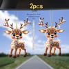 2PCS car pendant charming acrylic  2D flat reindeer baby, decorated with cars and trees, ideal holiday gift, suitable for Halloween, Christmas