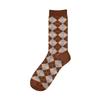 Coffee Color Retro Scrunch Socks: Japanese Style Women's Mid-Calf, Autumn Winter Warm Academy Look