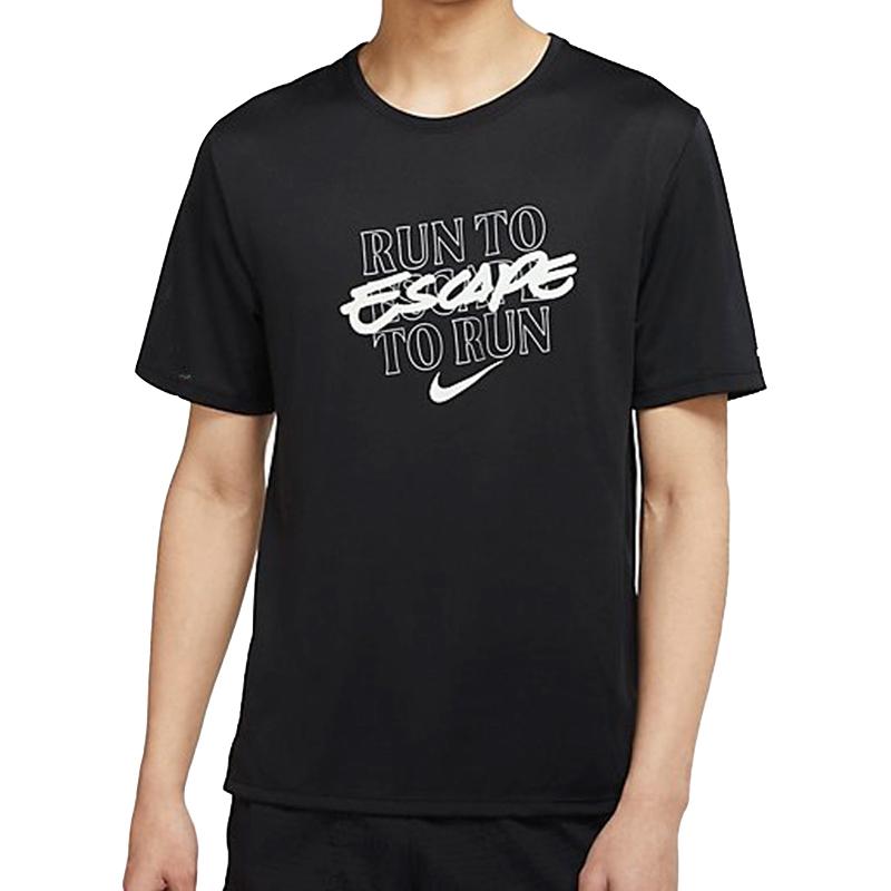 Nike Miler Wild Run Quick-Dry Training Short-Sleeve T-Shirt Men Tops Black DA1182-010