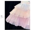 Summer 2025 Girls' Korean Rainbow Patchwork Mesh Princess Dress