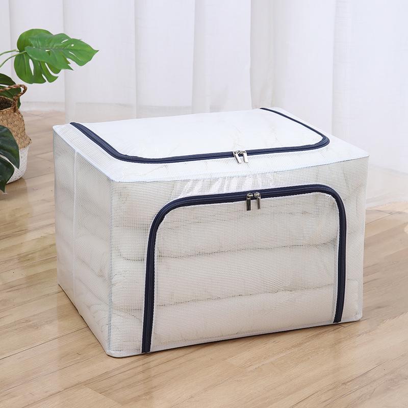 Steel Frame Waterproof Clothes Storage Box - Large Transparent Moisture-Proof Organizer for Quilts