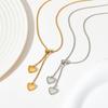 Ramos Stainless Steel Double Heart Charm Pendant Necklaces Trendy Bohemia Chain Choker Necklace  For Women Girl