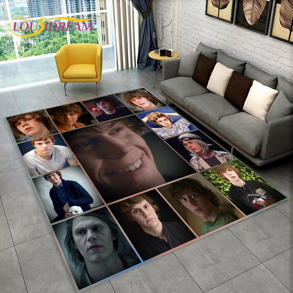 Cute Evan Peters Movie TV  Actor Area Rug,Carpet Rug for Home Living Room Bedroom Sofa Doormat Decor,kids Non-slip Floor Mat 3D