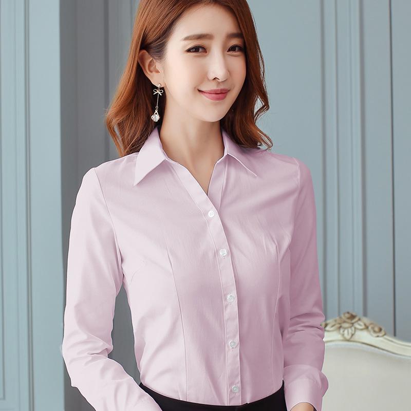 Elegant Slim Fit Warm White Women's Long Sleeve Blouse for Autumn/Winter Workwear