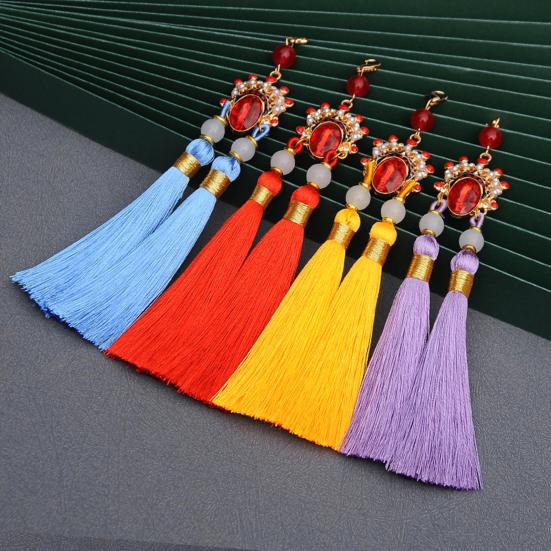 Tassel Pendant Facial Makeup Opera Car Decoration Hanging Accessories with Imitation Pearls Decor Hanfu Decoration