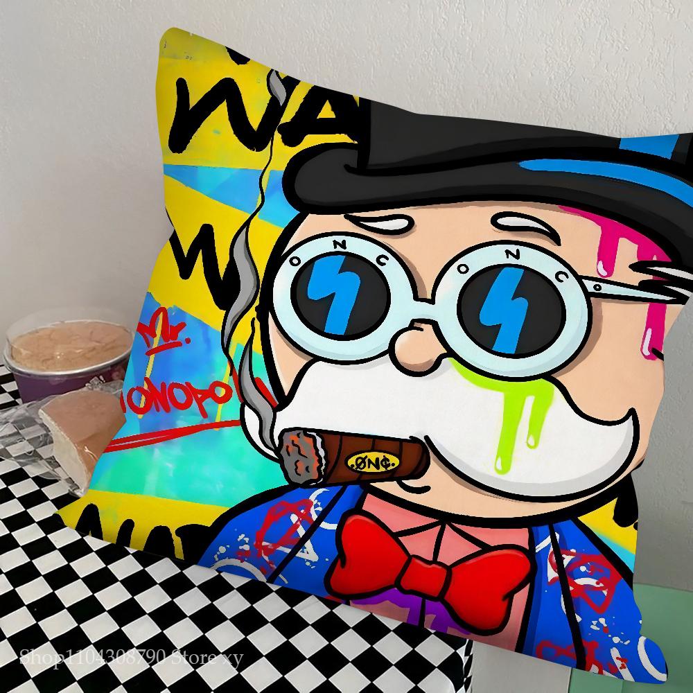 Game Dollar Alec Monopoly Man Pillow Case Square Pillow Bedroom Sofa Leisure Comfort Cushion Car Living Room Home Decoration