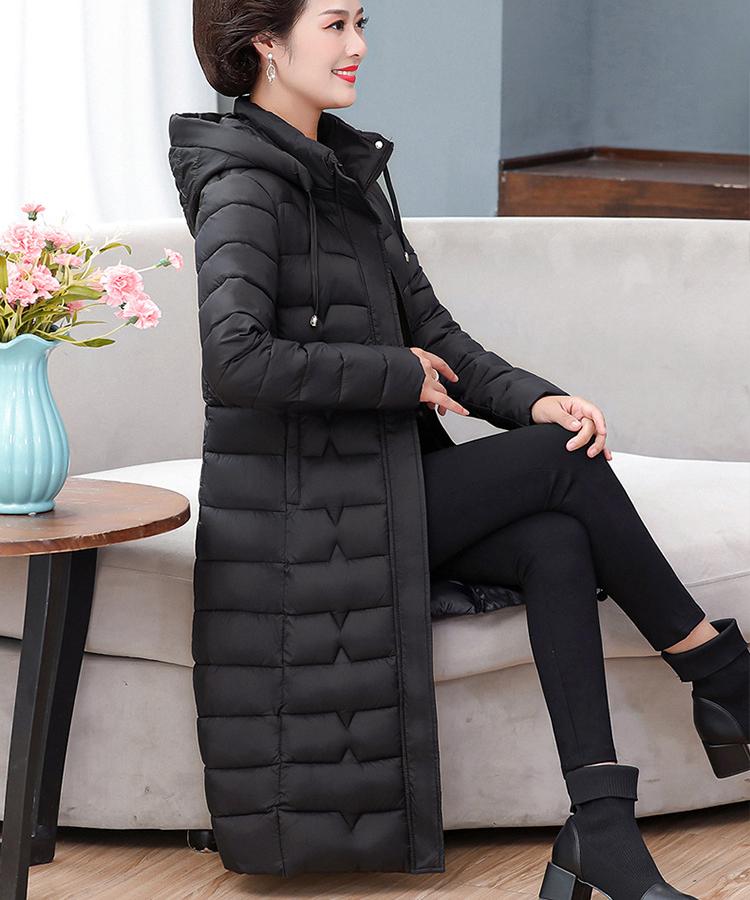 Dámské Zimní S kapucí Tenká Tenká Větruodolná Velká kapsa X-Dlouhý kabát Nabíraná bunda Bavlna Vycpaná Parka Svrchní kabát