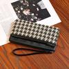 Coin Pocket Retro Houndstooth Handbag Korean Style Women Long Purse Zipper Clutch Wallet  Women
