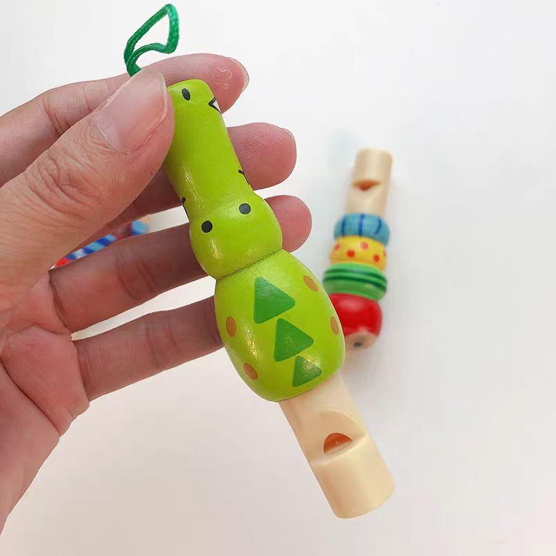 3PCS Cartoon Wooden Animal Whistles Kids Musical Toys Montessori Educational Birthday Gifts Party Favors Noise Makers