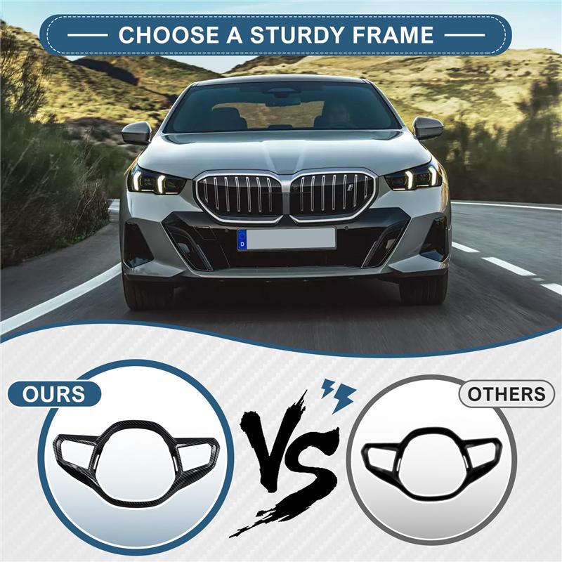 Car Steering Wheel Button Frame Panel Decoration Cover Trim For BMW 5 Series G60 2024 2025 Accessories