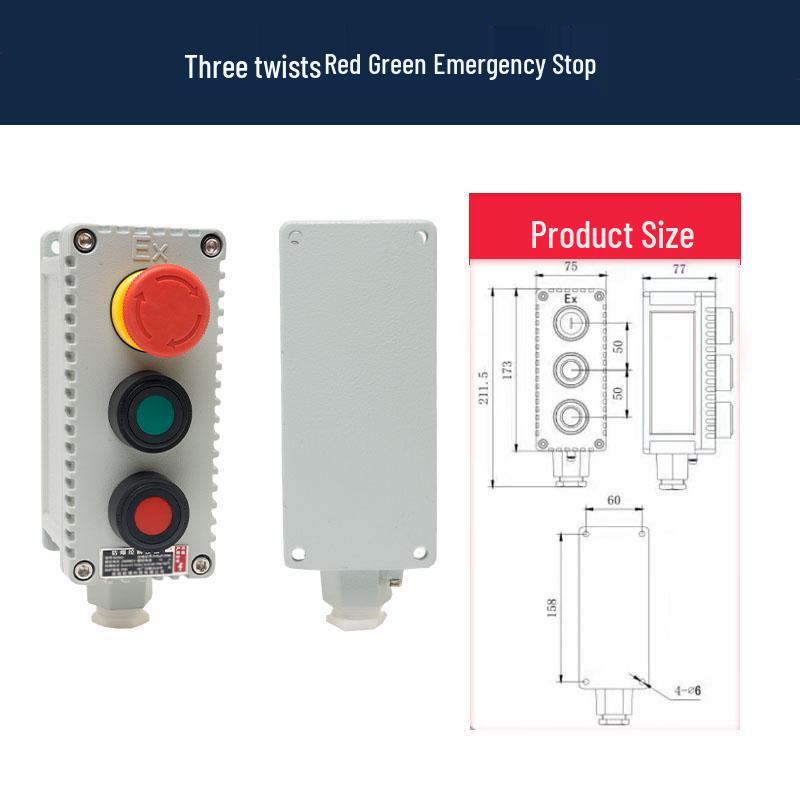 LA53 Explosion-Proof Emergency Stop & Self-Locking Control Switch Box (1H/2H/3H)