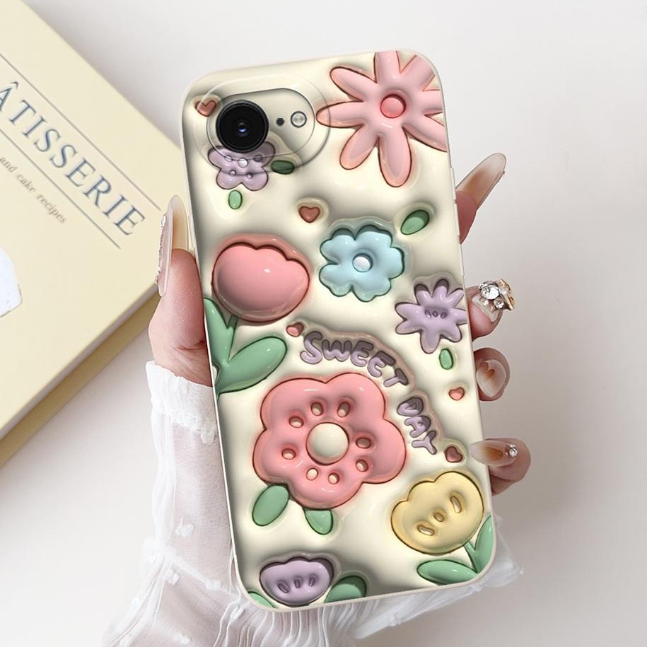 For iPhone 16E Case Popular Flower Cartoon Silicone Phone Cover For iPhone16E Funda For iPhone SE 2025 SE4 Shockproof Soft Cover