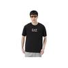 Emporio Armani EA7 Gold Logo Printed Plain Knit Crew Neck Short Sleeve T-Shirt Men Tops Black 7M000301-AF13739-UC001