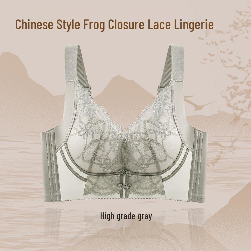 

2025 Стильный регулируемый маленький бюстгальтер с кружевом для поддержки груди - Предотвращает провисание, удобный и сексуальный для женщин. 2XL/42/95AB Full Cup серый