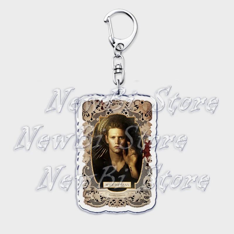 TVD The Vampire Diaries Keychain for Accessories Bag Damon Stefan Salvatore Elena Gilbert Key Chain Keyring Jewelry Fans Gifts