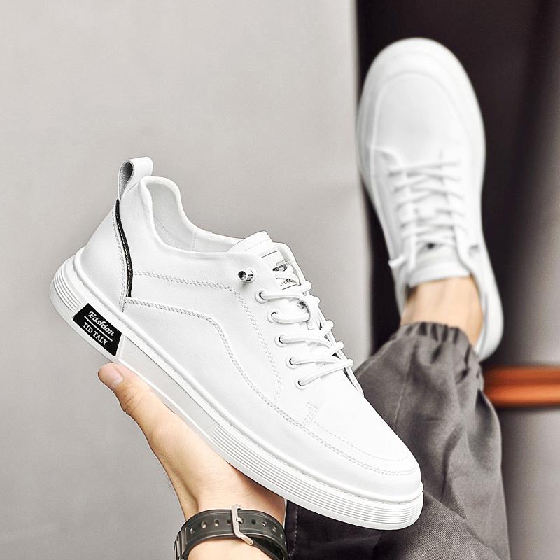 

Повседневная обувь для скейтбординга из натуральной кожи для улицы и вождения высокого качества для мужчин, вулканизированная обувь, новая модная мужская обувь, мужские кроссовки 45 белый