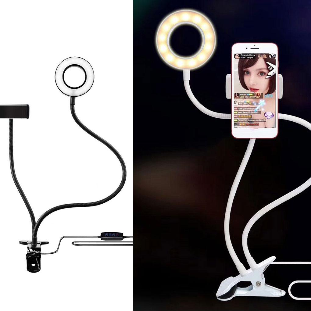 Selfie Flash Ring Light & Mobile Phone Holder Camera Long Arm USB Clip On