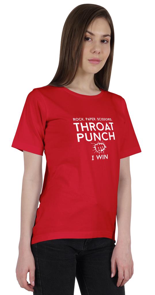 Inkmeso Tee For Womens    Rock. Paper. Scissors. Throat Punch I Win   Funny 80s 90s Retro Graphic