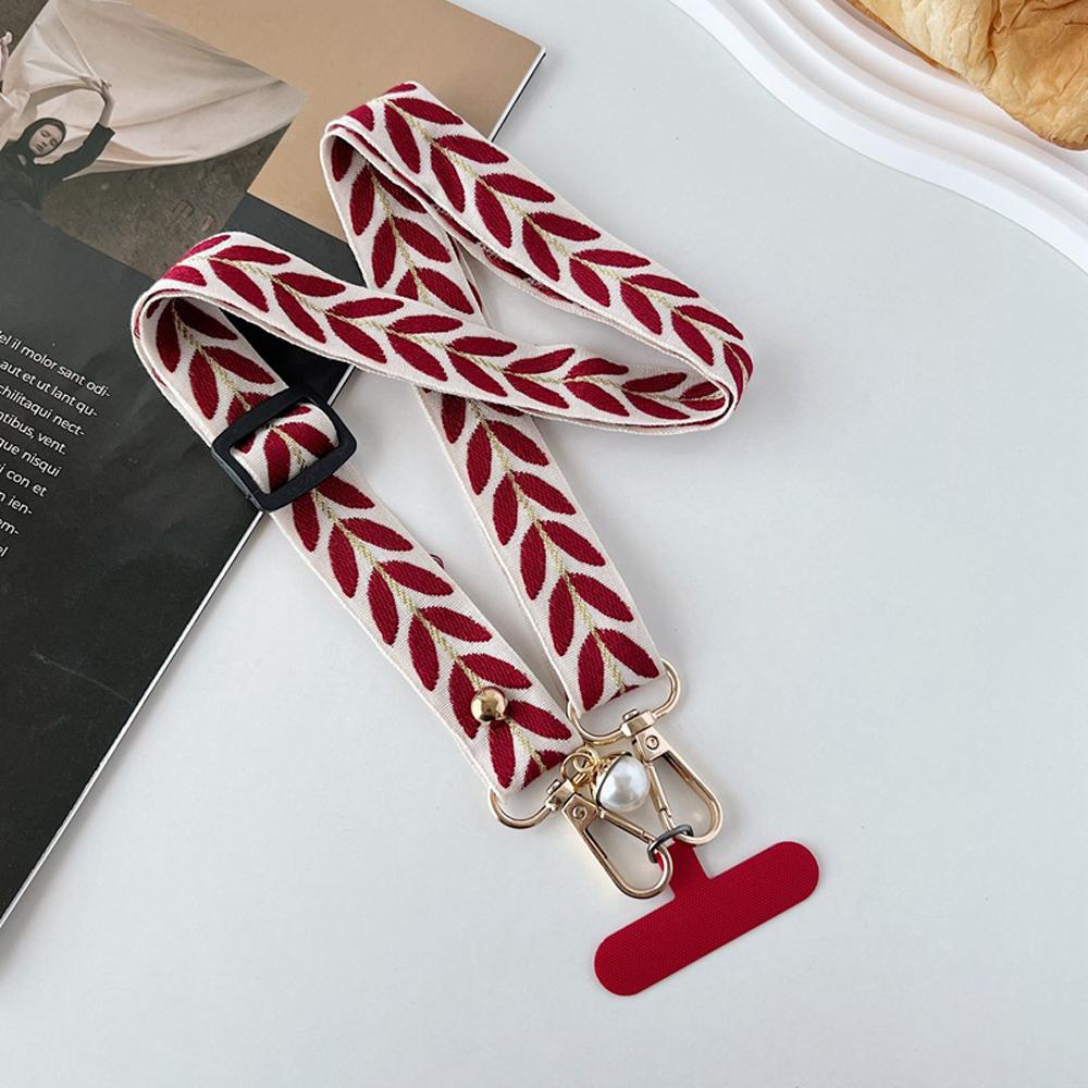 Universal Adjustable Mobile Phone Lanyard for Women Crossbody Single Shoulder Neck Strap Pearl Pendant Hanging Loss Rope